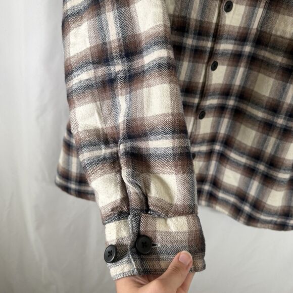 Carbon2Cobalt Jacket Men's XL White Brown Plaid Button Up Pockets 100% Cotton - Picture 4 of 11